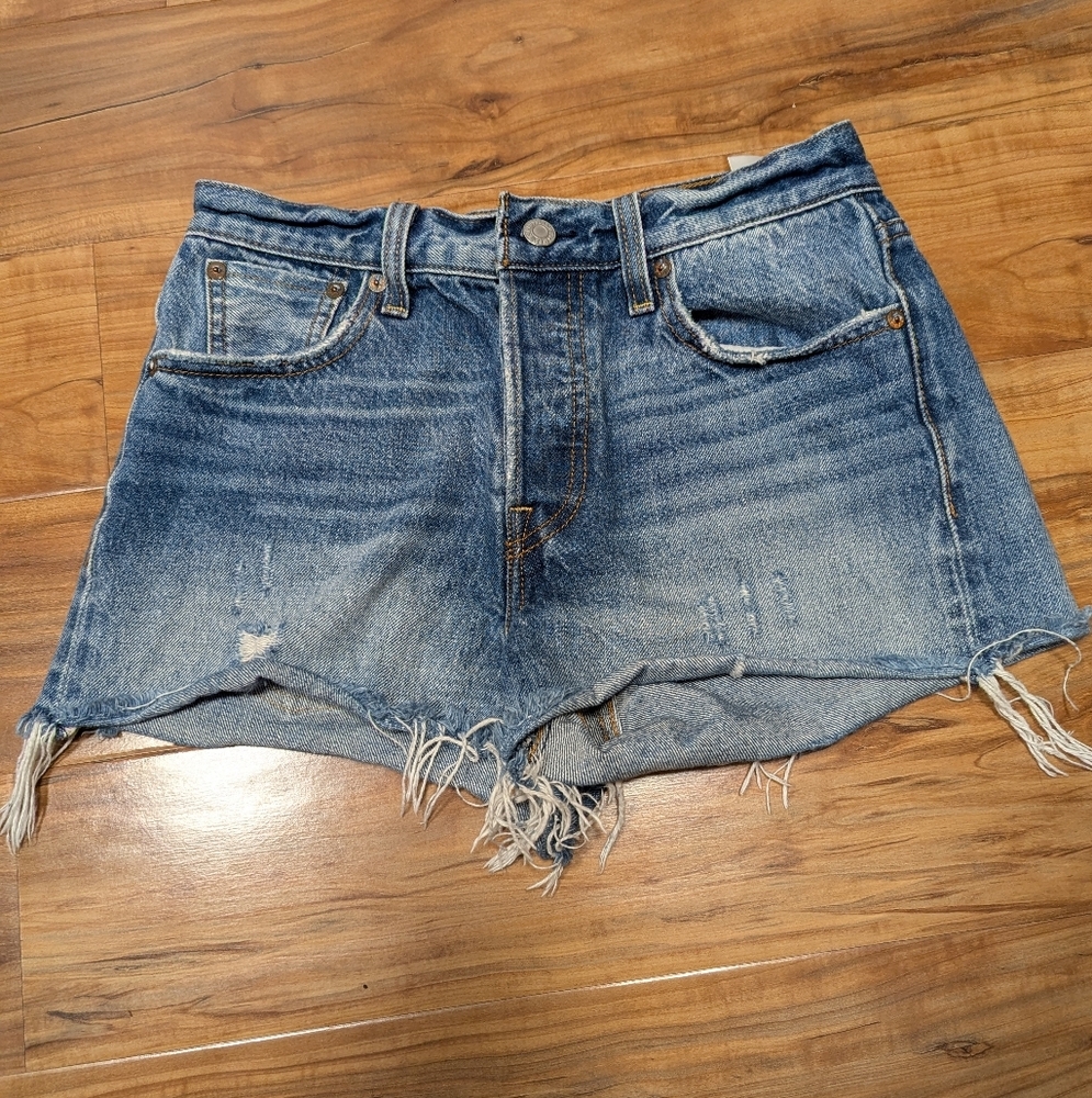 Levi's Distressed Light Blue Denim Jean Shorts